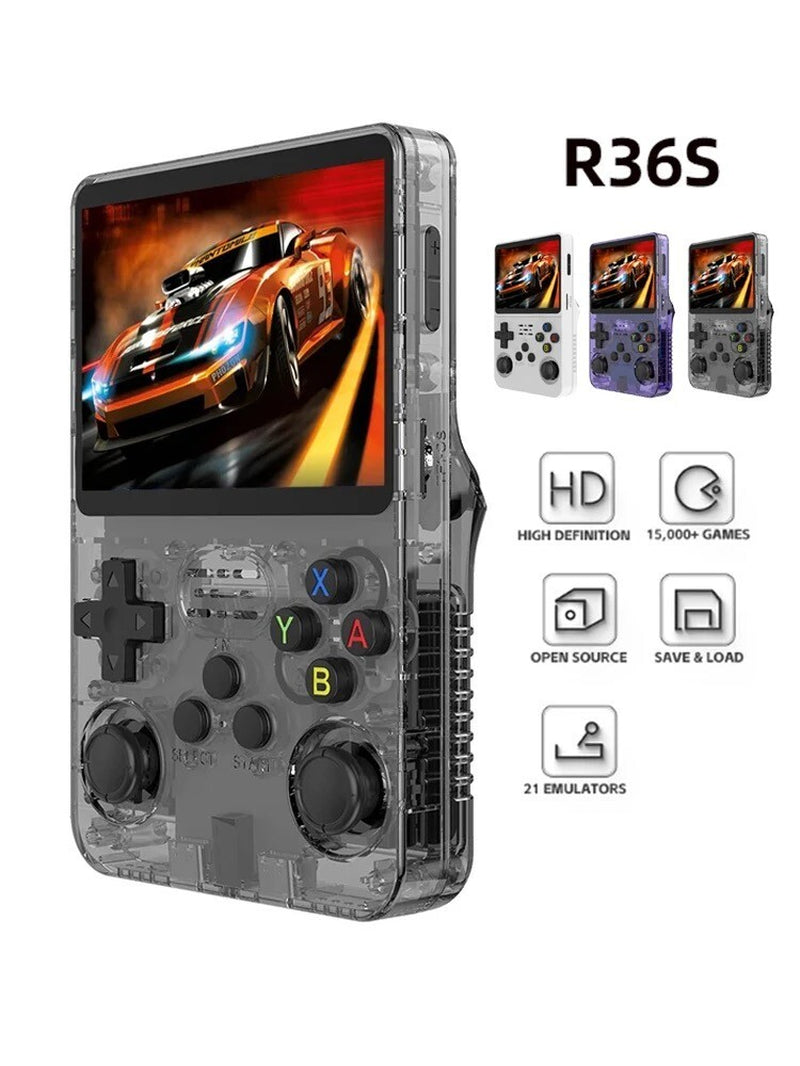 R36S Retro Handheld Video Game Console Linux System 3.5 Inch IPS Screen BLACK