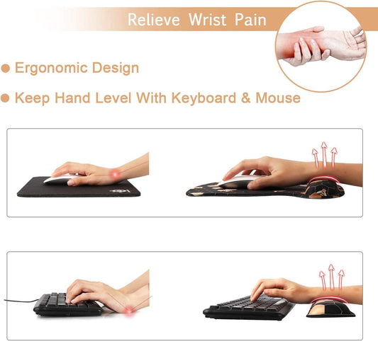 Ergonomic Mouse Pad with Wrist Rest, Keyboard Wrist Rest Mouse Wrist Rest, Made of Memory Foam, Easy Typing and Relieve Wrist Pain for Computer Keyboard Office (A-Honeycomb)