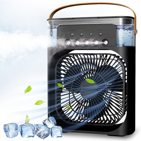 Portable Air Conditioners,  Personal Air Cooler with Timer, 3 Speeds & 7 Colors Nightlight, USB Mini Cooler Fan for Bedroom, Office, Quiet, Black
