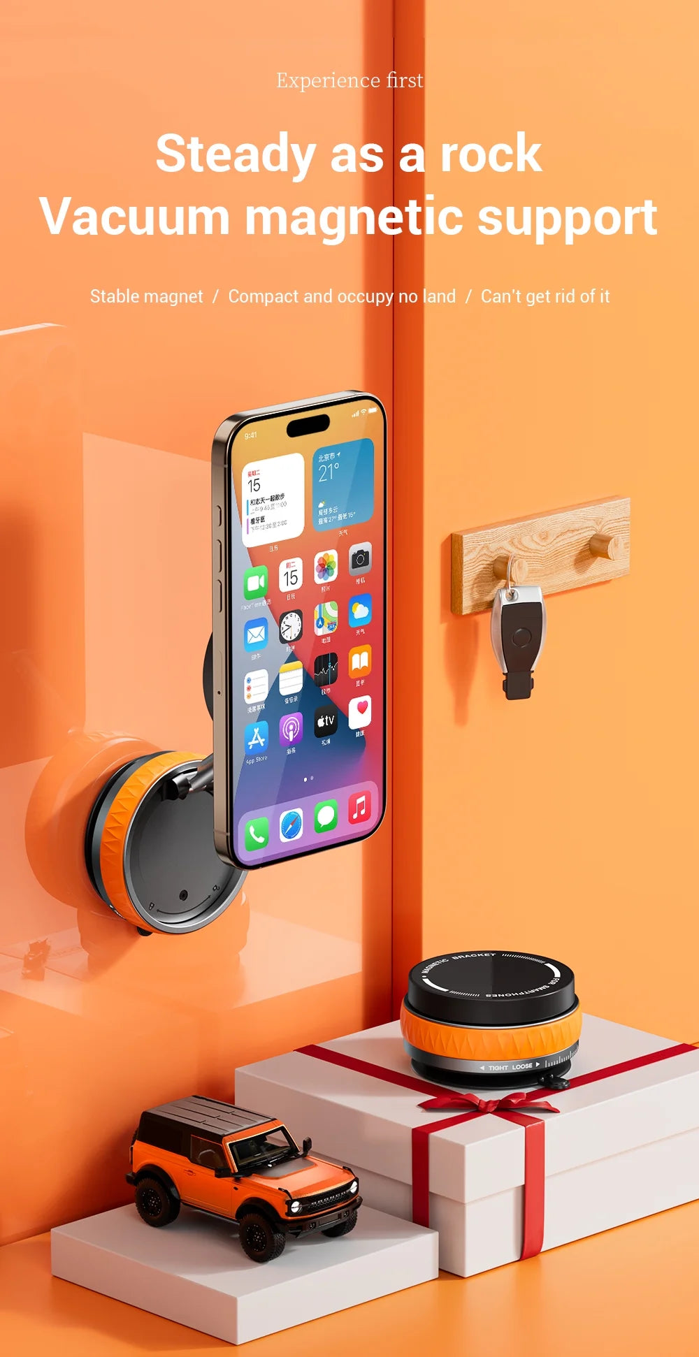 Magnetic Phone Holder, Upgraded Aluminum Alloy, 360 ° Rotatable and Foldable Design, with Vacuum Suction Cup - Perfect for Car Dashboard, Bathroom Tiles, and Glass Surfaces