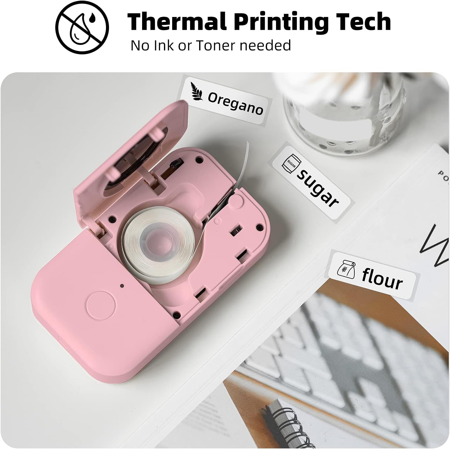 D30 Bluetooth Label Printer - Monochrome, Portable, Rechargeable, Compatible with Ios & Android