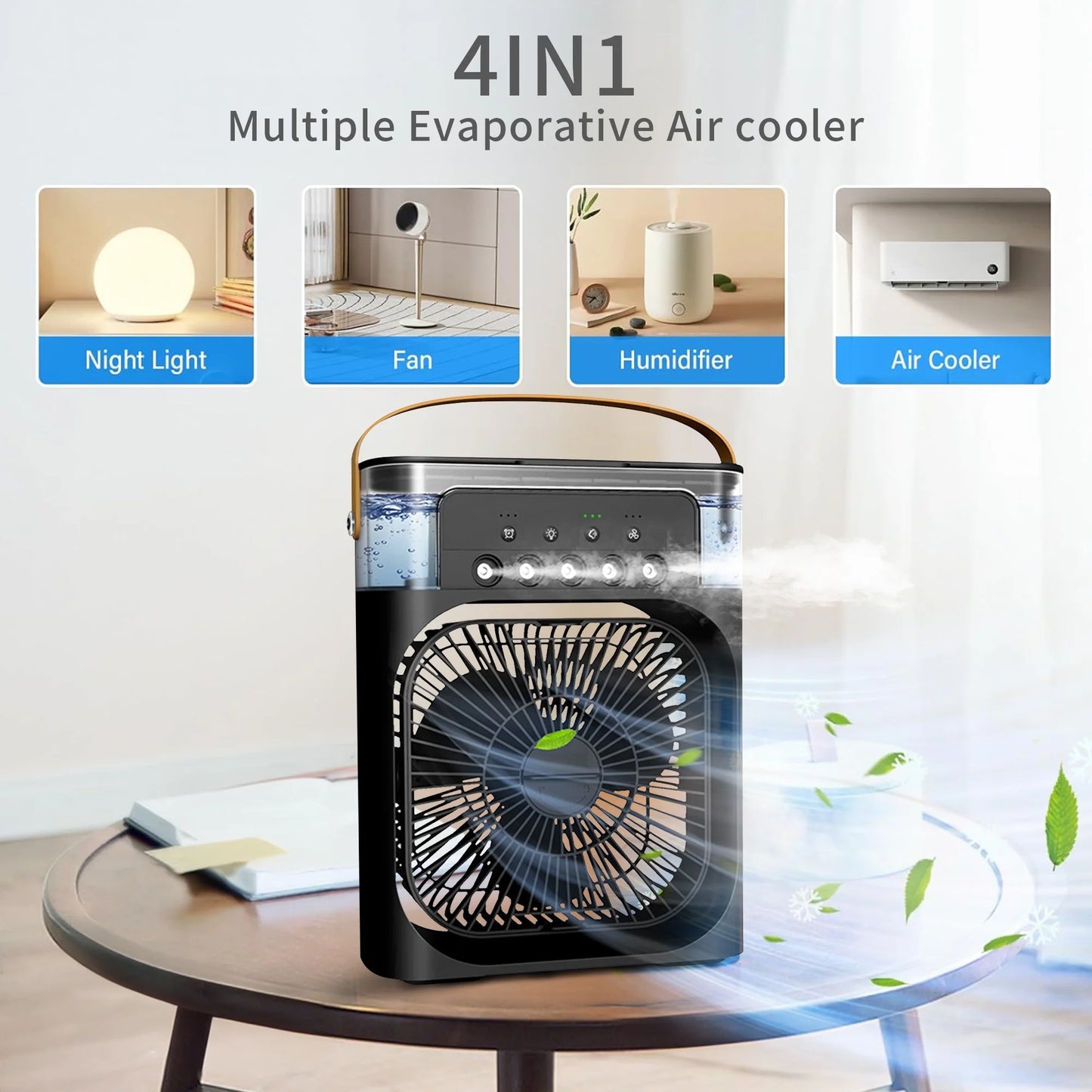 Portable Air Conditioners,  Personal Air Cooler with Timer, 3 Speeds & 7 Colors Nightlight, USB Mini Cooler Fan for Bedroom, Office, Quiet, Black