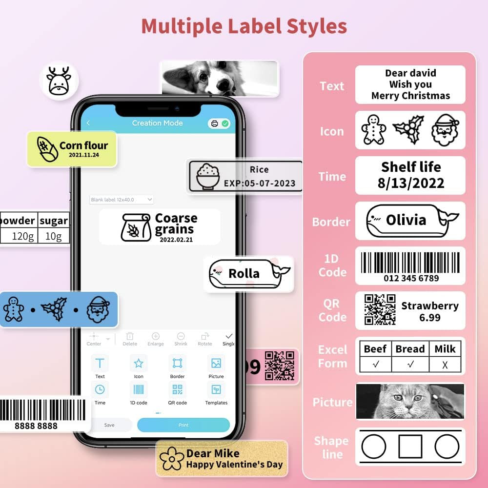 D30 Bluetooth Label Printer - Monochrome, Portable, Rechargeable, Compatible with Ios & Android