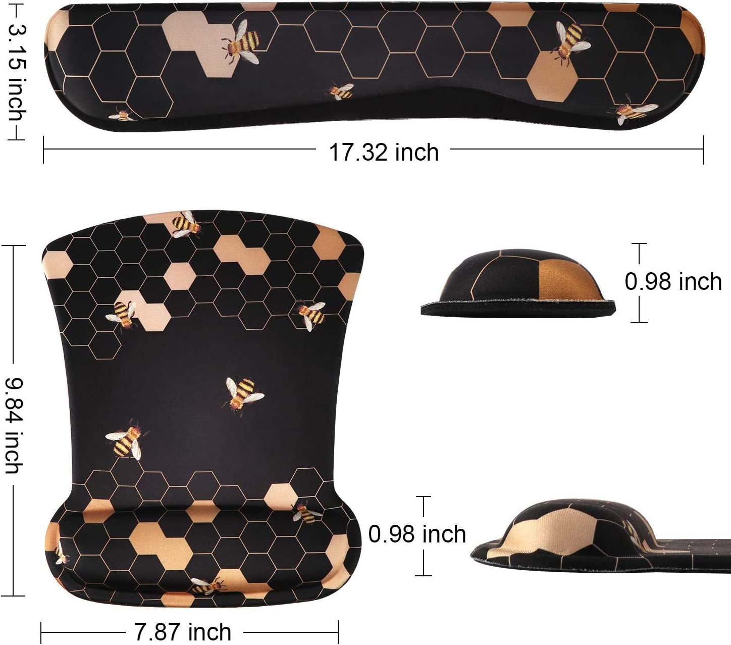 Ergonomic Mouse Pad with Wrist Rest, Keyboard Wrist Rest Mouse Wrist Rest, Made of Memory Foam, Easy Typing and Relieve Wrist Pain for Computer Keyboard Office (A-Honeycomb)