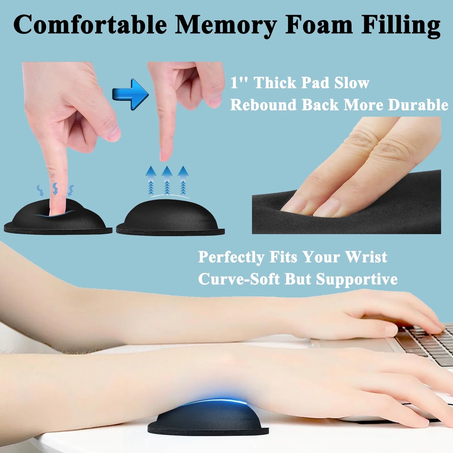 4 Piece Wrist Rest for Keyboard, Ergonomic Mouse Pad with Wrist Rest, 18.5'' Memory Foam Wrist Rest Set for Computer, Laptop, Home & Office, Easy Typing Pain Relief
