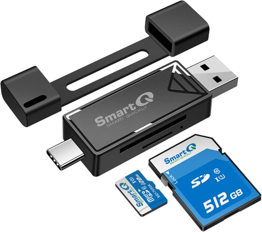 Smartq 2-In-1 USB-C & USB 3.0 SD Card Reader – Compatible with SDXC, SDHC, SD,
