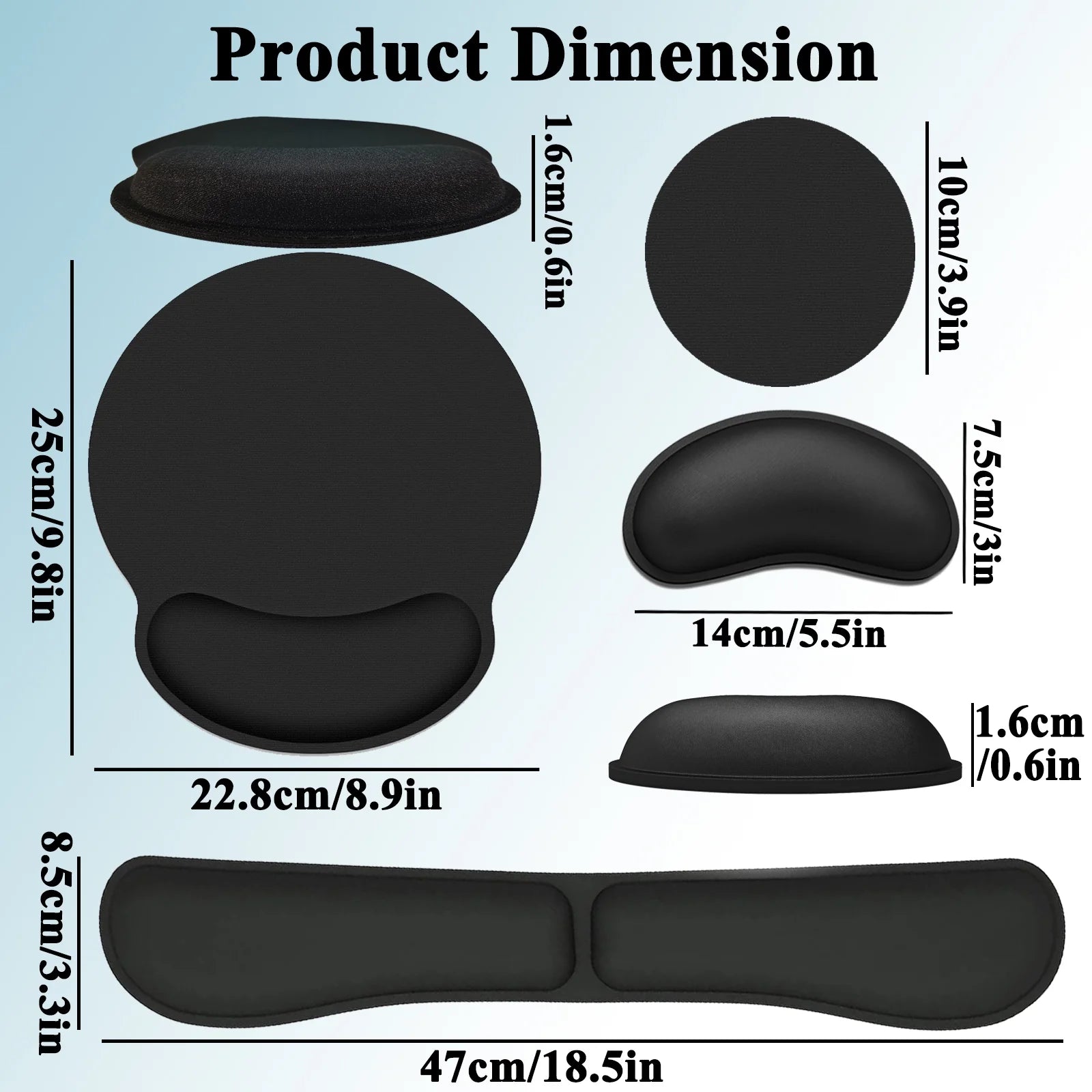 4 Piece Wrist Rest for Keyboard, Ergonomic Mouse Pad with Wrist Rest, 18.5'' Memory Foam Wrist Rest Set for Computer, Laptop, Home & Office, Easy Typing Pain Relief