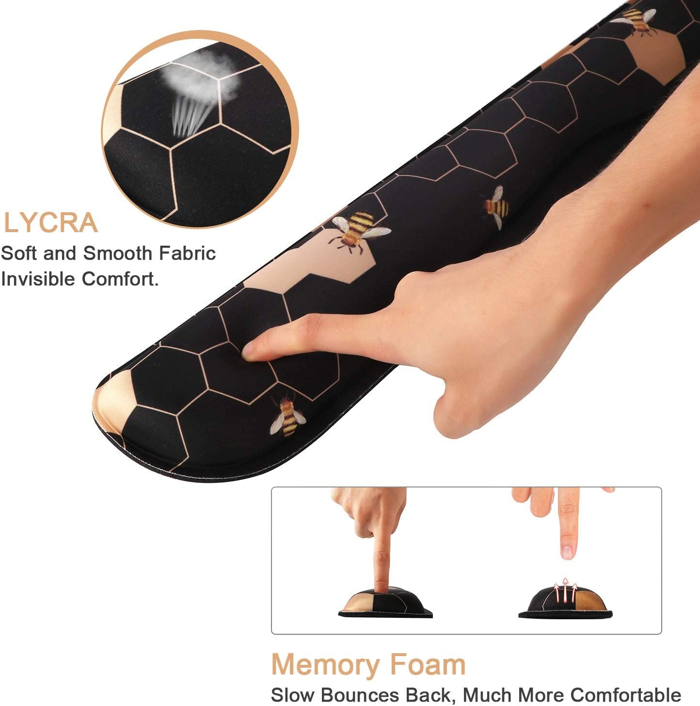 Ergonomic Mouse Pad with Wrist Rest, Keyboard Wrist Rest Mouse Wrist Rest, Made of Memory Foam, Easy Typing and Relieve Wrist Pain for Computer Keyboard Office (A-Honeycomb)