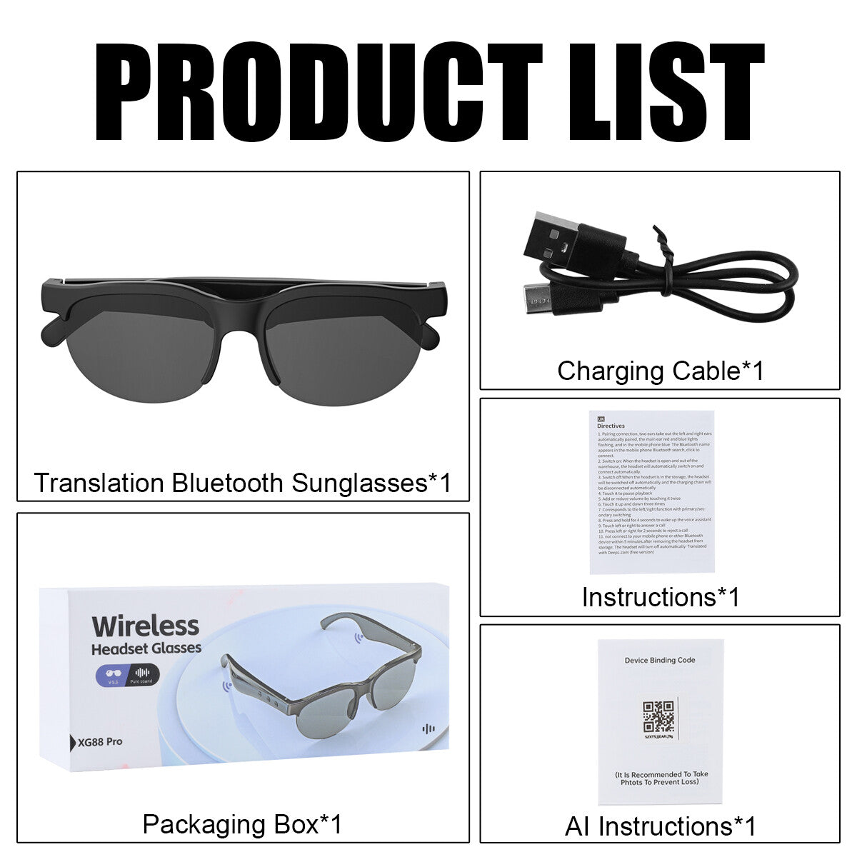 Smart Glasses AI Bluetooth Glasses with 144+ Translation for Men & Woman Travel